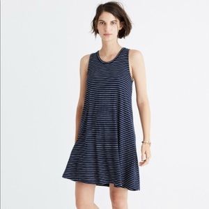 Madewell highpoint tank dress navy white SZ L